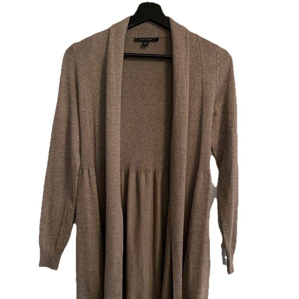 Cyrus Women's S Brown Open Front Long Boho Sweater Cozy Cardigan C2